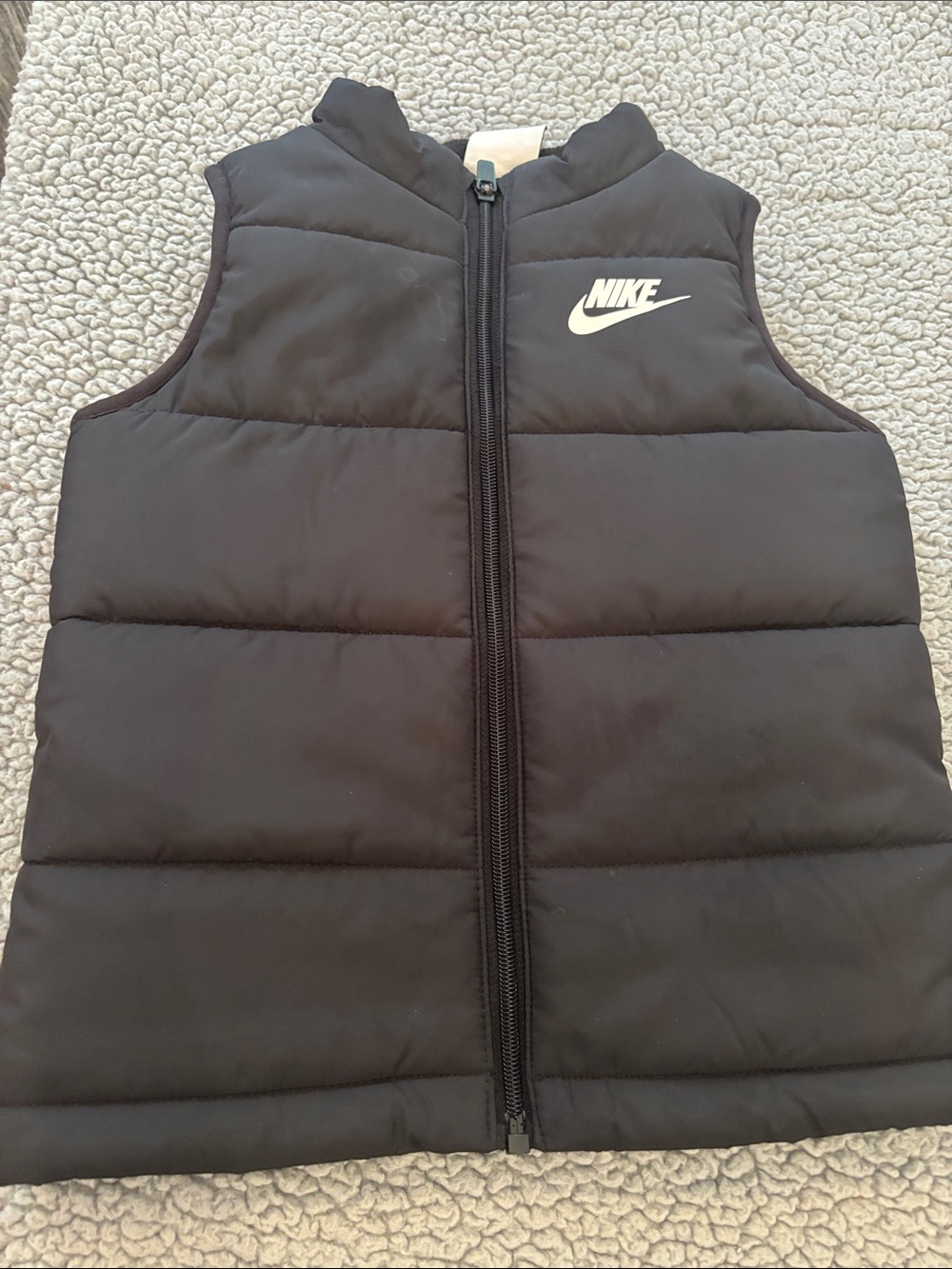 Nike Black Puffer Vest with White Logo - Kids